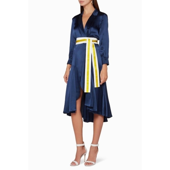 Alexis Navy Blue Turner Wrap Dress - Picture 1 of 13
